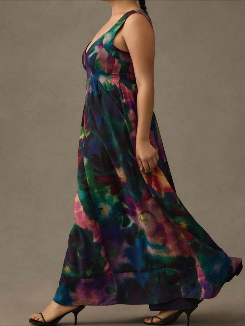 Anthropologie Multicolor Watercolor V-Neck Maxi Dress Size 2X - Picture 7 of 8